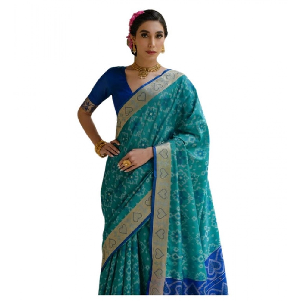 PID-65726-Generic-Women-S-Silk-Blend-Ethnic-Ikat-Pattern-Saree-With-Unstitched-Blouse-5-5-Mtr-Teal-1000x1000-1.webp