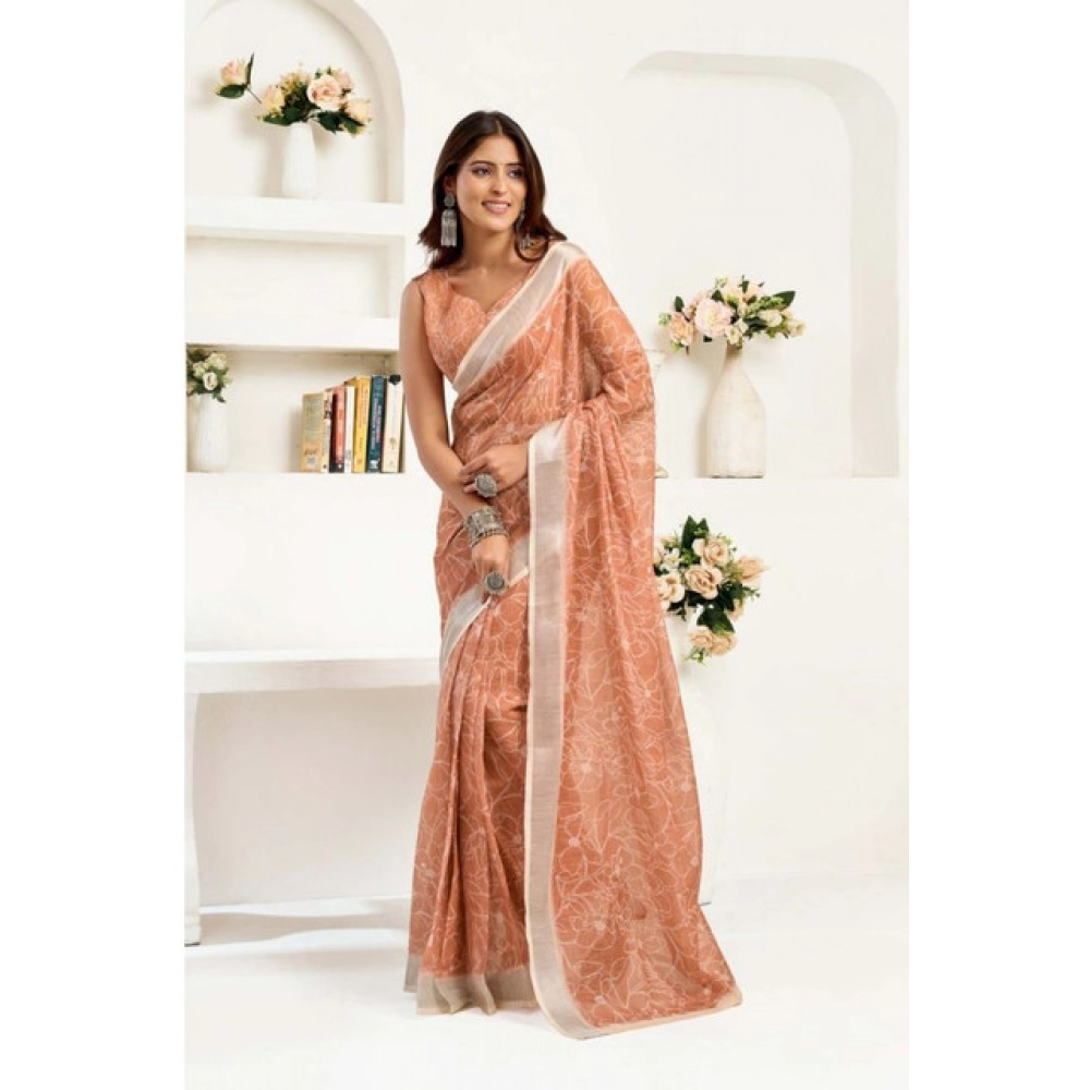 PID-65877-Women-s-Faux-Linen-Floral-Print-Ready-to-wear-Saree-With-Unstitched-Blouse-5-5-Mtr-Peach-1000x1000-1.webp