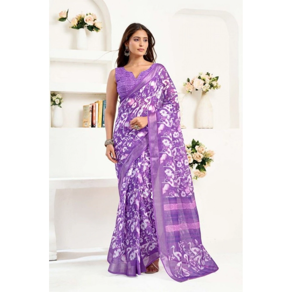 PID-65885-Women-s-Faux-Linen-Floral-Print-Ready-to-wear-Saree-With-Unstitched-Blouse-5-5-Mtr-Purple-1000x1000-1.webp